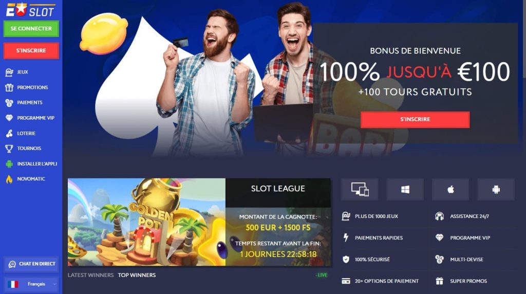 Euslot Casino main page